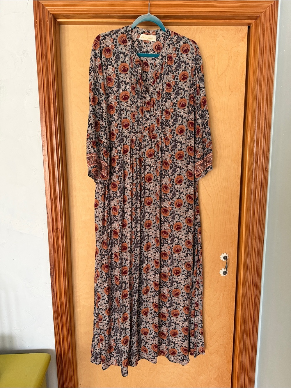 Natalie Martin Floral Maxi Dress in Rust & Navy